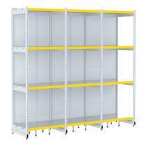 Rack Parede 202 Fit 60 Ate 3 Metros Branco 12 Bandeja Pe Amarelo Rack Parede 202 Fit 60 Ate 3 Metros Branco 12 Bandeja Pe Amarelo