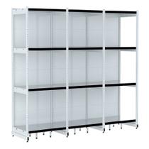 Rack Parede 202 Fit 60 Ate 3 Metros Branco 12 Bandeja Pe Preto Rack Parede 202 Fit 60 Ate 3 Metros Branco 12 Bandeja Pe Preto