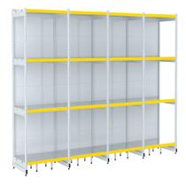 Rack Parede 202 Fit 60 Ate 4 Metros Branco 16 Bandeja Pe Amarelo Rack Parede 202 Fit 60 Ate 4 Metros Branco 16 Bandeja Pe Amarelo