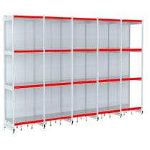Rack Parede 202 Fit 60 Ate 5 Metros Branco 20 Bandeja Vermelho