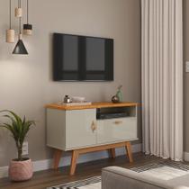Rack Pequeno 90cm Quarto Sala Para TV 32 Sirius Patrimar Off White/Cinamomo