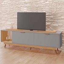 Rack Poliana 100% MDF Tuboarte 2 Portas 1 Nicho e Pés Estilo Retrô