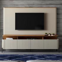 Rack Portas Brise e Pés em Metal com Painel 220cm 100% MDF