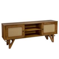 Rack Prime Wood 2 Portas Com Tela e Nicho Central