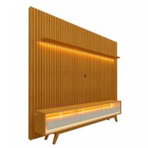 Rack Reluz 2,12m com Painel Ripado Nobre 2,30m com Led para TVs de até 75 Polegadas