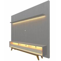 Rack Requinte 212cm com Painel Nobre 230cm para Tv Até 85 Polegadas Gelius Cor Cinza Off White