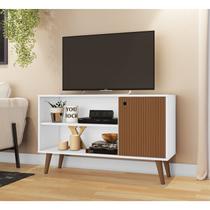 Rack Retrô 108cm 1 Porta Djd Branco/Ripado Rack Retrô 108cm 1 Porta Djd Branco/Ripado