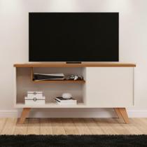 Rack Retrô Bancada Heitor para TV 60 Polegadas 100cm MDP com Nicho 1 Porta Off White Nature de Casa Rack Retrô Bancada Heitor para TV 60 Polegadas 100cm MDP com Nicho 1 Porta Off White Nature de Casa