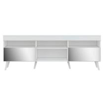 Rack Retrô Com Espelho Para Até 65 Com 2 Portas Branco