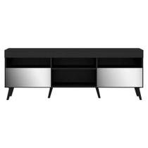 Rack Retrô Com Espelho Para Até 65 Com 2 Portas Preto Rack Retrô Com Espelho Para Até 65 Com 2 Portas Preto