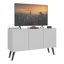 Rack Retrô Para Até 32" Com 3 Portas Branco/preto