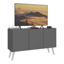 Rack Retrô Para Até 32 Polegadas Com 3 Portas Multimóveis Mp1067 Grafite/branco Grafite/branco