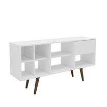 Rack Retrô para TV até 50" 7 Nichos 1 Gaveta Branco