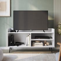 Rack Retrô para TV até 50 Polegadas 120cm 2 Prateleira Sala Branco