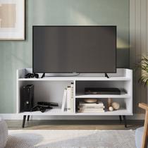 Rack Retrô para TV até 50 Polegadas 120cm 2 Prateleira Sala Branco