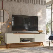 Rack Retrô para TV até 55 Polegadas MDF 162cm Pés em Madeira Maciça Tóquio Bege Off White Rack Retrô para TV até 55 Polegadas MDF 162cm Pés em Madeira Maciça Tóquio Bege Off White