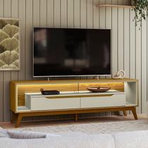 Rack Retrô para TV até 65 Polegadas com LED MDF 175cm Pés em Madeira Maciça Duo
