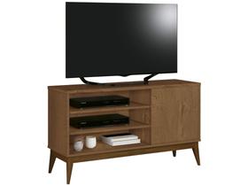 Rack Retrô Pés Madeira 01 Porta Lateral Vinci Preto