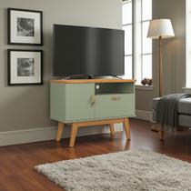 Rack Retrô Sirius para TV 2 portas pés madeira puxadores de couro Patrimar