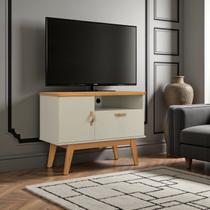 Rack Retrô Sirius para TV 2 portas pés madeira puxadores de couro Patrimar