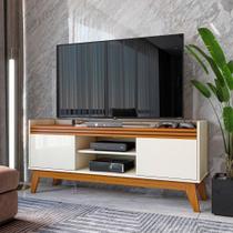 Rack Ripado 50 Polegadas Com 2 Portas Monaco - Off White E Cedro