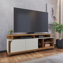 Rack Ripado com Nichos para TV até 75 Pol 180x62cm Jurerê Freijó Off White