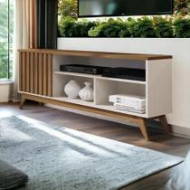 Rack Ripado para Tv 55 Polegadas Off White Freijo Malbec Germai