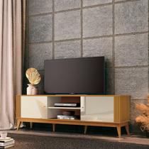 Rack Ripado para TV até 60 Polegadas 160cm Pés Madeira Maciça Legacy em . Bege Off White/Cedro Natural Rack Ripado para TV até 60 Polegadas 160cm Pés Madeira Maciça Legacy em . Bege Off White/Cedro Natural