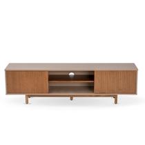 Rack Ripado para TV até 65 Polegadas MDF 180cm Pés em Madeira Maciça Rischio Marrom Fendi/Cappuccino