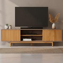 Rack Ripado para TV até 65 Polegadas MDF 180cm Pés em Madeira Maciça Rack Ripado para TV até 65 Polegadas MDF 180cm Pés em Madeira Maciça