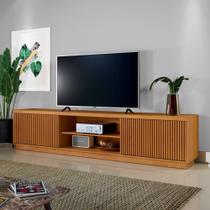 Rack Ripado para TV até 75 Polegadas 100% MDF 180cm 2 Portas Logan Marrom Naturalle Rack Ripado para TV até 75 Polegadas 100% MDF 180cm 2 Portas Logan Marrom Naturalle