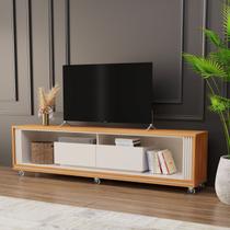 Rack Ripado para TV até 75 Polegadas 180cm Pés em Madeira Maciça 'S Attuale 2 Gavetas Rack Ripado para TV até 75 Polegadas 180cm Pés em Madeira Maciça 'S Attuale 2 Gavetas