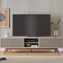 Rack Ripado para TV até 75 Polegadas 220cm Pés em Madeira Maciça Maciça Fortaleza