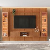 Rack Ripado Suspenso com Painel para TV com 2 Cristaleiras 100% MDF 231x250cm até 75 Polegadas Rack Ripado Suspenso com Painel para TV com 2 Cristaleiras 100% MDF 231x250cm até 75 Polegadas