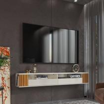Rack Ripado Suspenso Luxo Com Nichos 1 Porta Basculante Rack Para Painel 180 cm Tv até 75 Polegadas