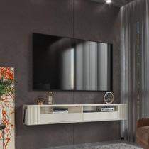 Rack Ripado Suspenso Luxo Com Nichos 1 Porta Basculante Rack Para Painel 180 cm Tv até 75 Polegadas