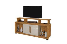 Rack RU 2 Portas Para TV Até 60'' Polegadas Com Rodízios Cor Ipê / Of White