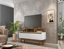 Rack Rubi 1.2 Madeira Branco Cinamomo para TV até 50 Polegadas