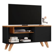 Rack Sala De Estar Retrô P/ Tv Até 45" Prateleira Nicho Porta Heitor Cores G2 Plus