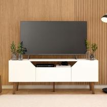 Rack Sala Estar Tv 55 Polegadas Madeira White Organizador
