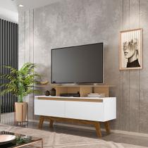 Rack Sala Rubi 1.2 para Tv até 50 2 Portas Pé Madeira Macica Cinamomo/branco