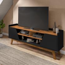 Rack Sala Turim para Tv até 65 Polegadas com Pés Madeira Preto Fosco/naturalle Rack Sala Turim para Tv até 65 Polegadas com Pés Madeira Preto Fosco/naturalle