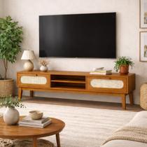 Rack Santorini 180cm Com Pé Madeira Maciça C/ Amplas Gavetas Cor:Naturalle Rack Santorini 180cm Com Pé Madeira Maciça C/ Amplas Gavetas Cor:Naturalle