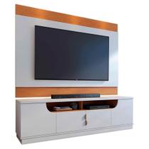 Rack Santorini E Painel Nilo Tv 75 Pol 200 Cm Off White Matte Freijo Colibri