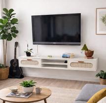 Rack Santorini Suspenso 1,80m Estilo Classico Rustica com 2 Gavetas para Sala Rack Santorini Suspenso 1,80m Estilo Classico Rustica com 2 Gavetas para Sala