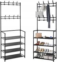 Rack Sapateira Multifuncional Organizador com 12 Pares 8 Ganchos Prateleira 4 Andares Decoração para Quarto Sala e Casa Rack Sapateira Multifuncional Organizador com 12 Pares 8 Ganchos Prateleira 4 Andares Decoração para Quarto Sala e Casa
