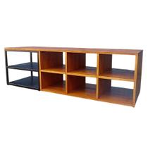 Rack Sapateira Multiuso Industrial com 2 Prateleiras de Ferro e 6 Nichos de Madeira
