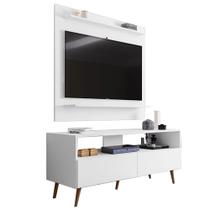 Rack Sienna com Painel Tessa p/ TV até 50 Polegada Branco - Vallisa Decor