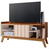 Rack Smolt Para TV até 50 Polegadas Com Pés em Madeira e Porta Ripada Home Sala