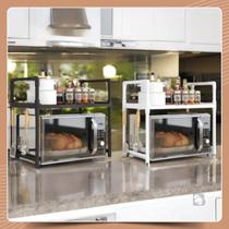 Rack Suporte Para Microondas Prateleira Estilo Industrial Organizador de Cozinha Moderno Bancada